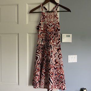 AQUA RED PATTERN MINI DRESS